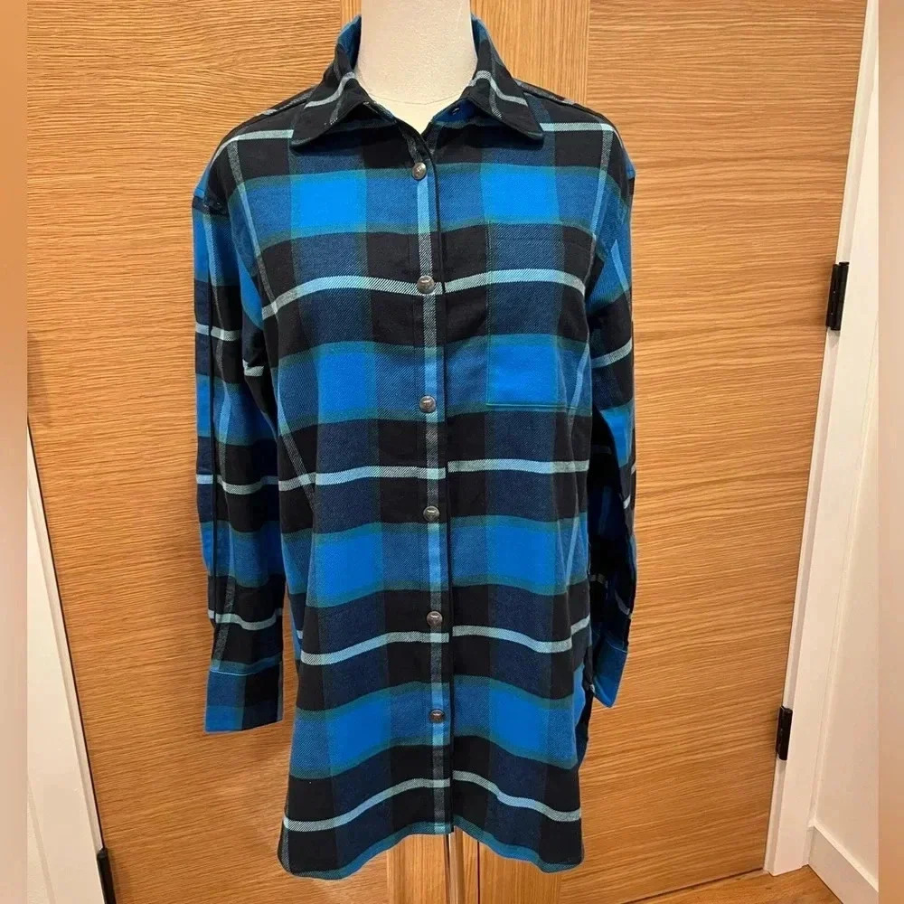 LITA by CIARA - long sleeve oversized plaid flannel shirt, XXS